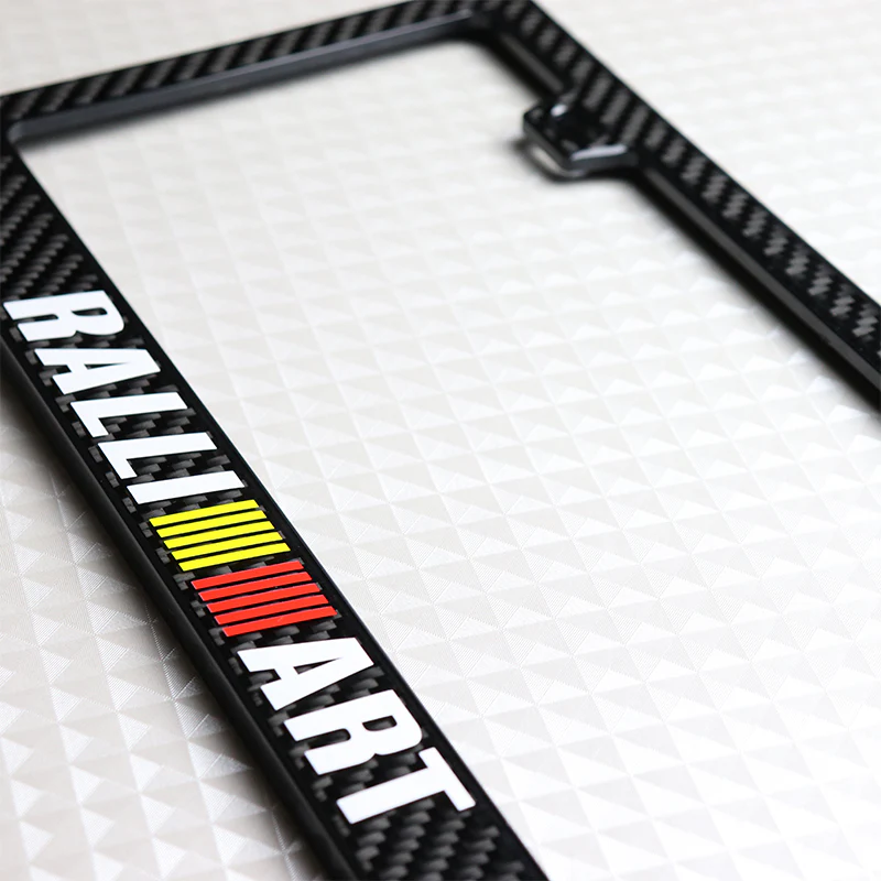 Mitsubishi Ralliart 100% Real Carbon Fiber License Plate Frame with Caps & Screws - Image 4
