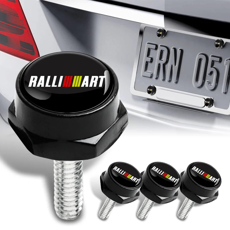 Ralliart 2 pcs Carbon Fiber Look High Quality ABS License Plate Frames with Caps Bolt Screw Set - Image 9