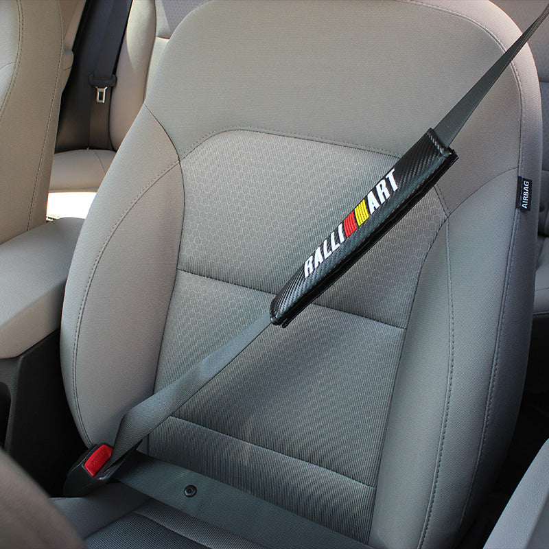 RALLIART Car Center Console Armrest Cushion Mat Pad Cover Stitched Embroidery Logo with Seat Belt Cover Set - Image 4