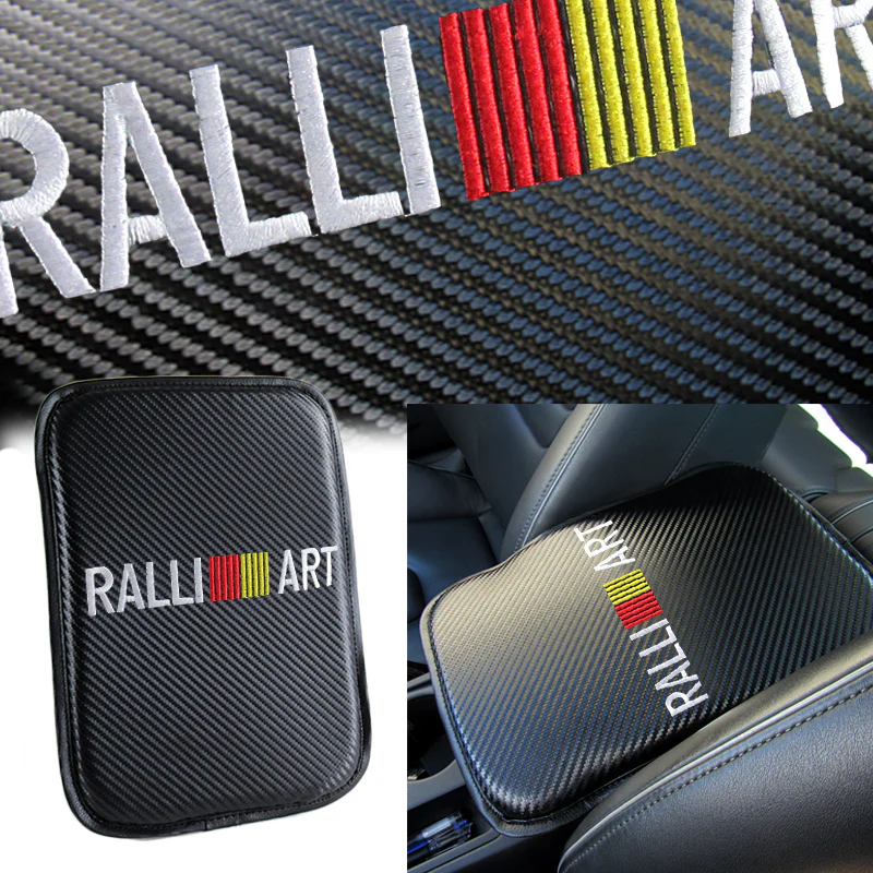 RALLIART Car Center Console Armrest Cushion Mat Pad Cover Stitched Embroidery Logo with Seat Belt Cover Set - Image 8