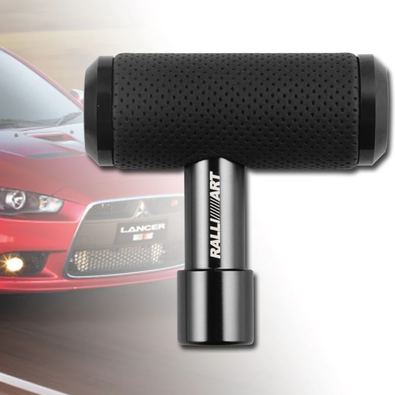 RALLIART Leather Car Shift Knob Aircraft Joystick Transmission Racing Gear Black - Image 4