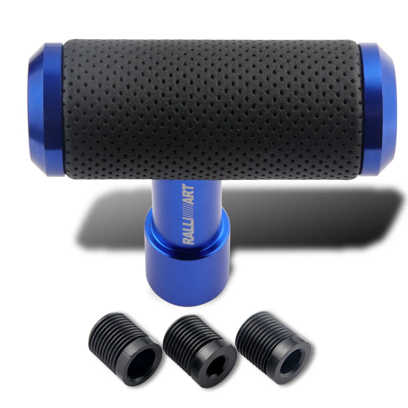 RALLIART Leather Car Shift Knob Aircraft Joystick Transmission Racing Gear Blue - Image 2