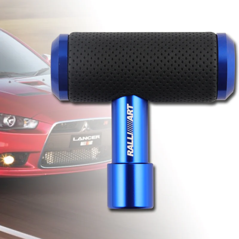 RALLIART Leather Car Shift Knob Aircraft Joystick Transmission Racing Gear Blue - Image 4