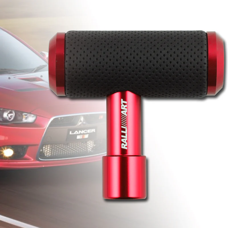 RALLIART Leather Car Shift Knob Aircraft Joystick Transmission Racing Gear Red - Image 4