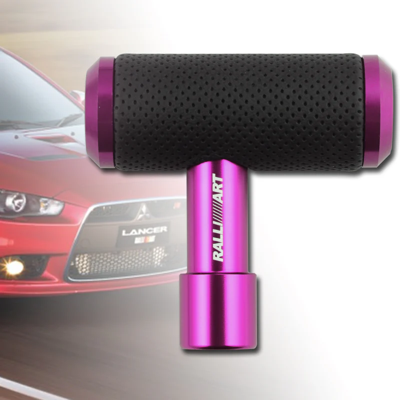 RALLIART Leather Shift Knob Aircraft Joystick Transmission Racing Gear Purple - Image 2
