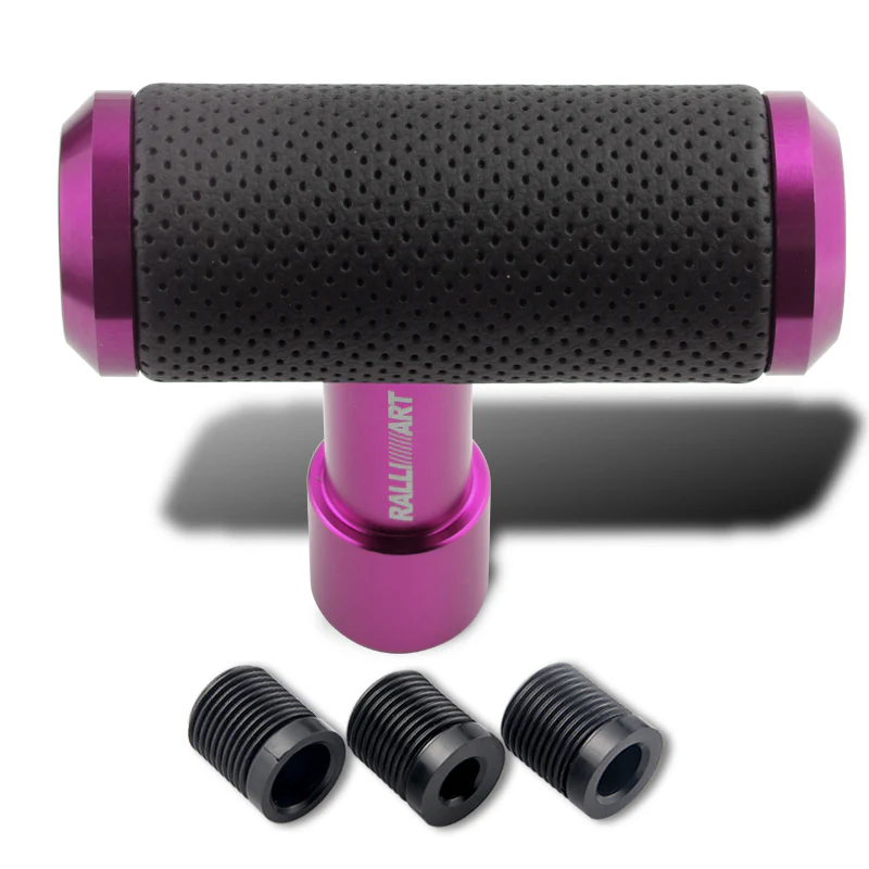 RALLIART Leather Shift Knob Aircraft Joystick Transmission Racing Gear Purple - Image 5