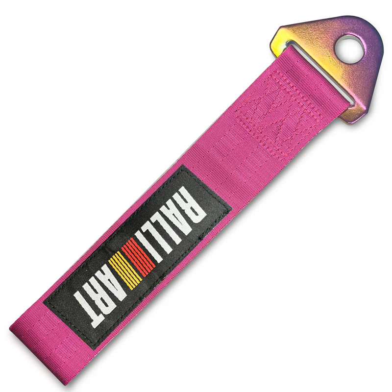RALLIART MITSUBISHI RACING Drift Rally Sports NEO CHROME HIGH STRENGTH Pink Tow Strap for Front / Rear Bumper - Image 10