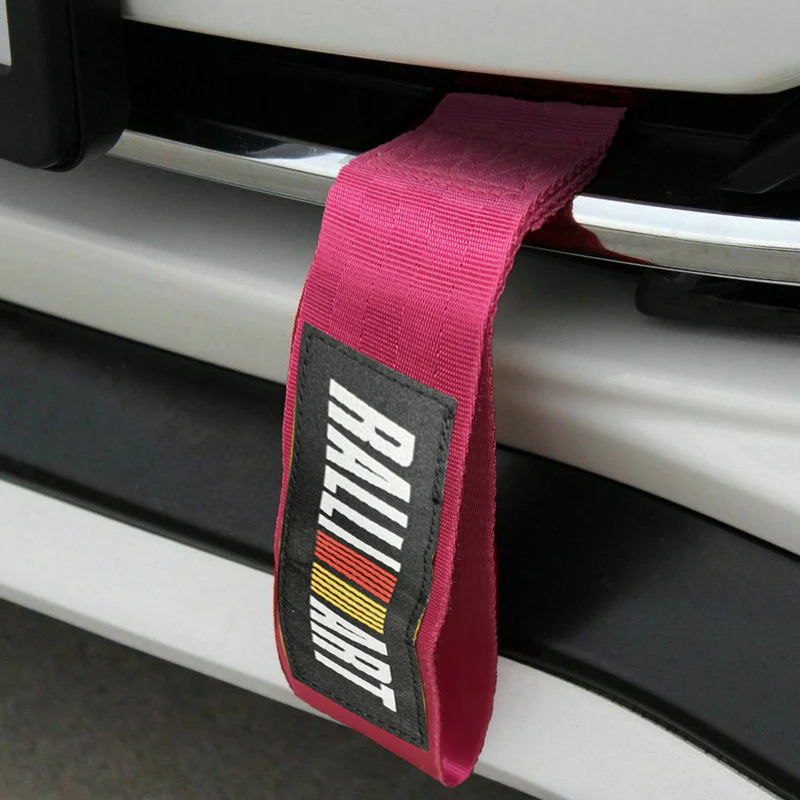 RALLIART MITSUBISHI RACING Drift Rally Sports NEO CHROME HIGH STRENGTH Pink Tow Strap for Front / Rear Bumper - Image 6