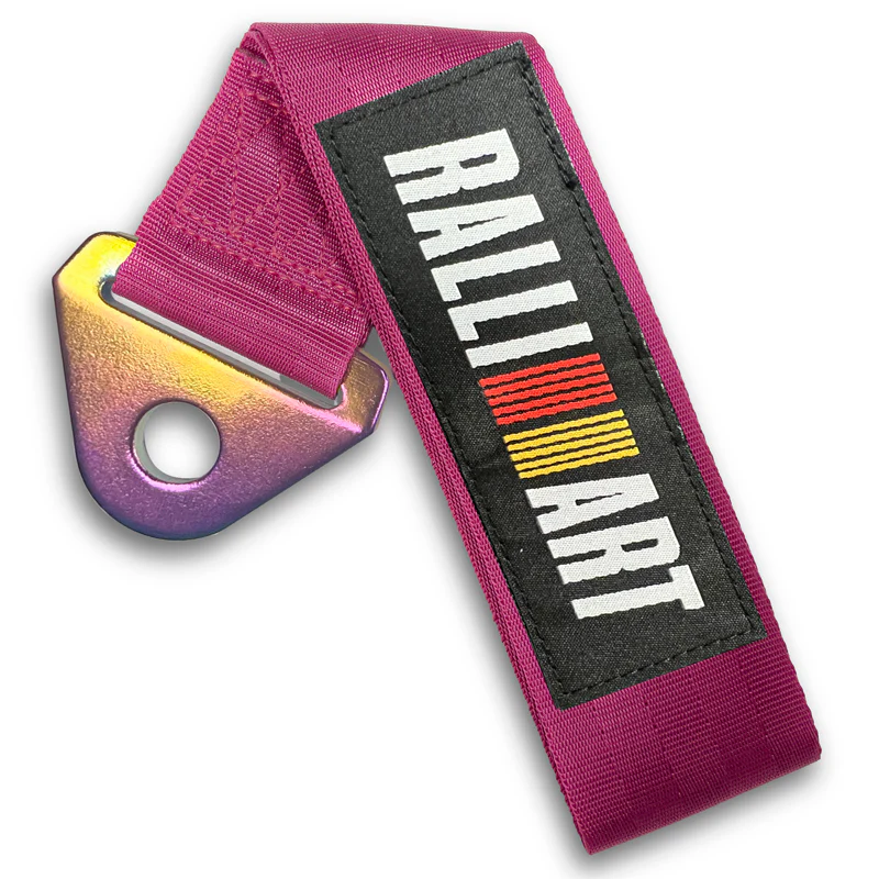 RALLIART MITSUBISHI RACING Drift Rally Sports NEO CHROME HIGH STRENGTH Pink Tow Strap for Front / Rear Bumper - Image 7