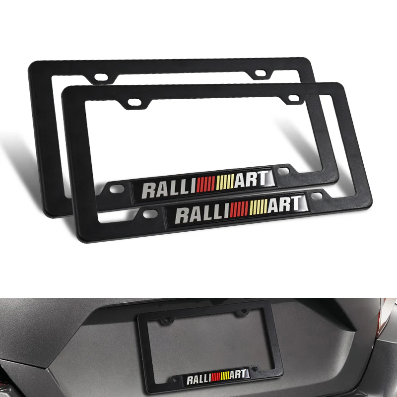 Ralliart Motor Sports for Mitsubishi Lancer EVO Black ABS License Plate Frame with Silver Emblem x2 - Image 4