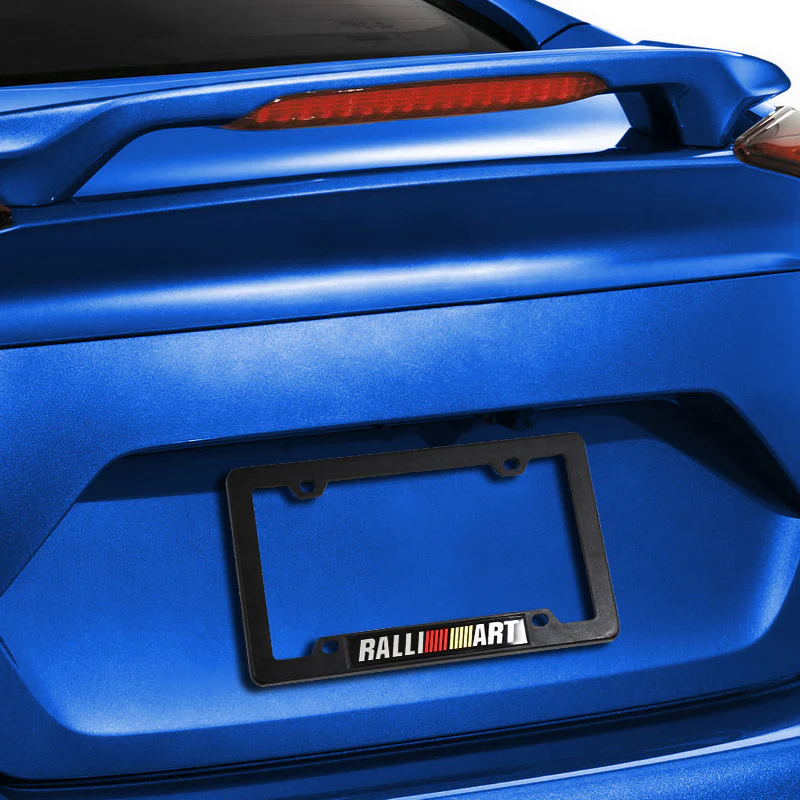 Ralliart Motor Sports for Mitsubishi Lancer EVO Black ABS License Plate Frame with Silver Emblem x2 - Image 6