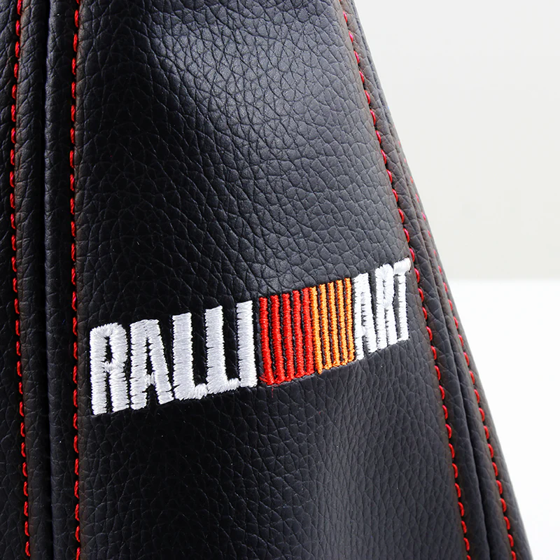 Mitsubishi Ralliart Red Stitched Black PVC Leather Shifter Boot Cover - Image 3