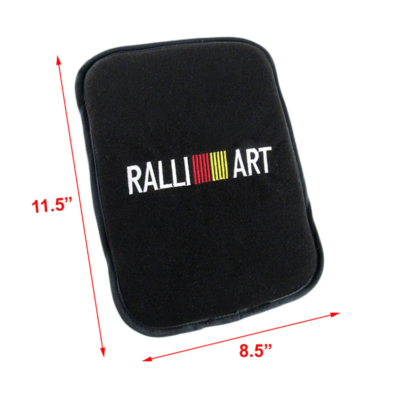 JDM Ralliart Set Black Car Center Console Armrest Fleece Cushion Mat Pad Seat Belt Cover Combo - Image 2
