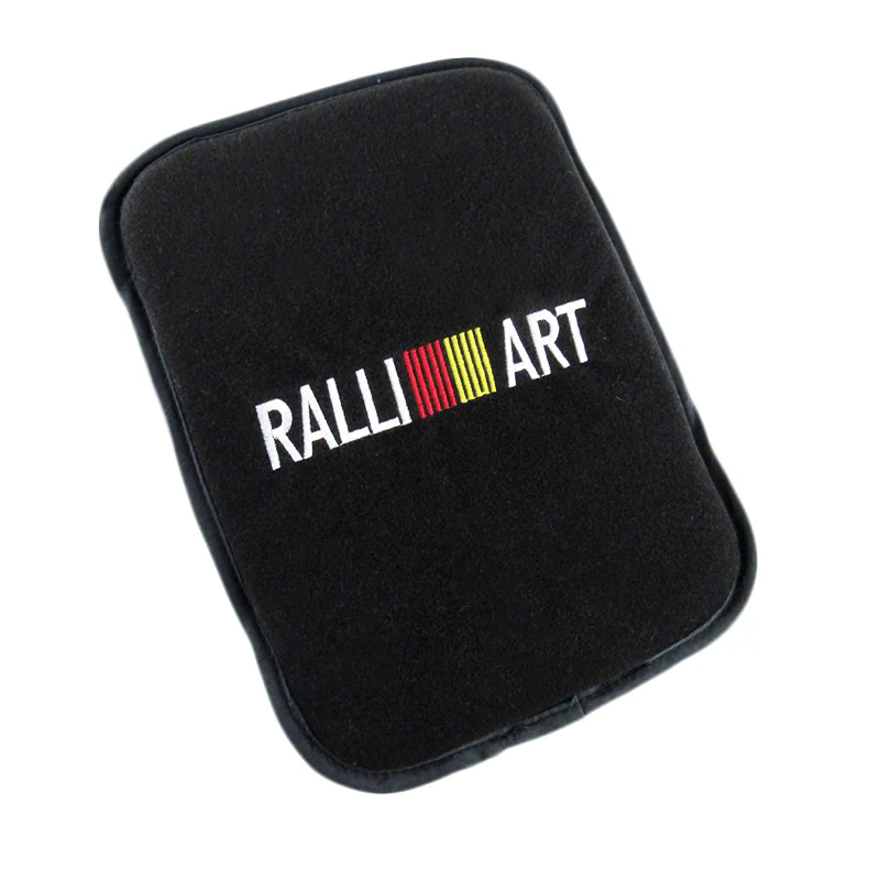 JDM Ralliart Set Black Car Center Console Armrest Fleece Cushion Mat Pad Seat Belt Cover Combo - Image 6