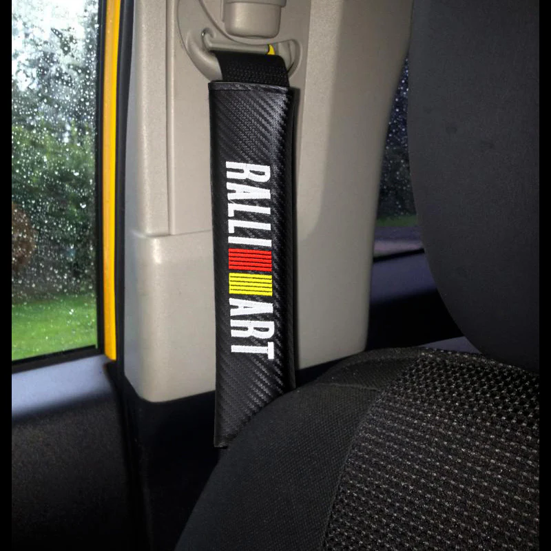 JDM Ralliart Set Black Car Center Console Armrest Fleece Cushion Mat Pad Seat Belt Cover Combo - Image 8