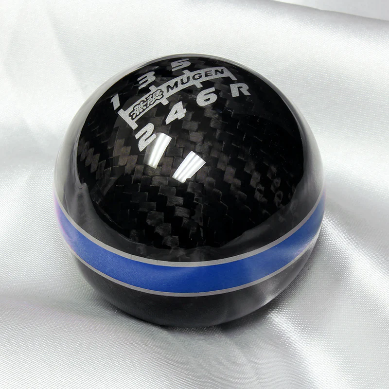 Mugen 6-Speed Carbon Fiber Shift Knob with Blue Line - Image 2