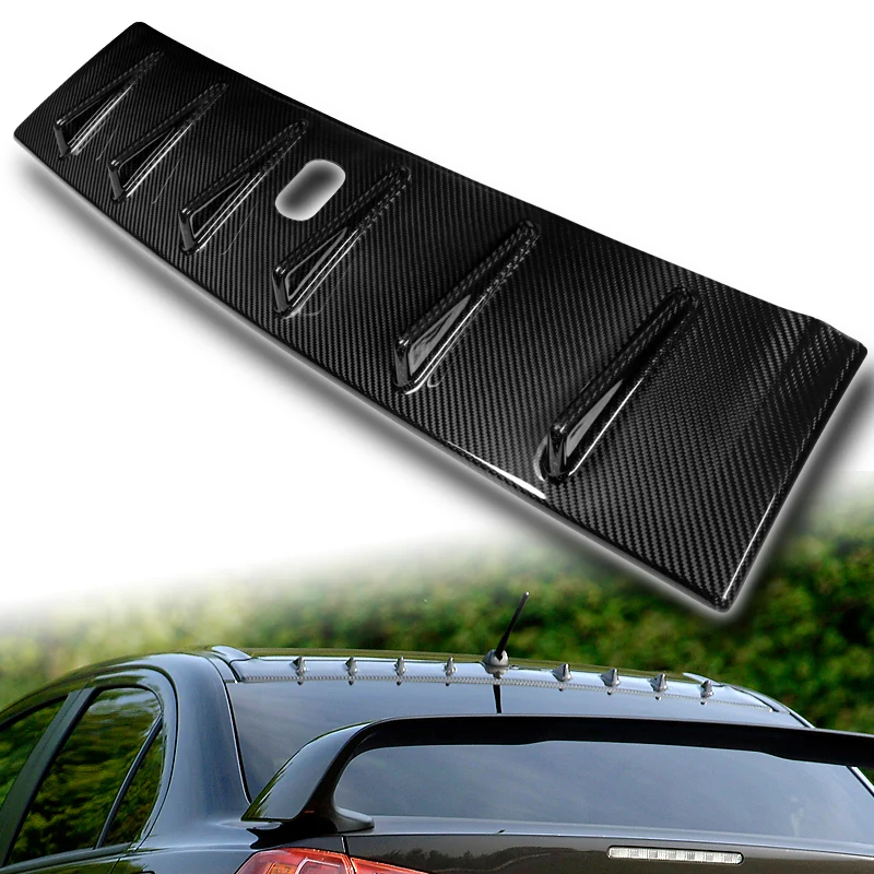 Real Carbon Fiber Rear Roof Vortex Generator Spoiler Wing For 2008-2015 Mitsubishi Lancer Evolution 10 W/Antenna Base -Shark Fin Style - Image 5