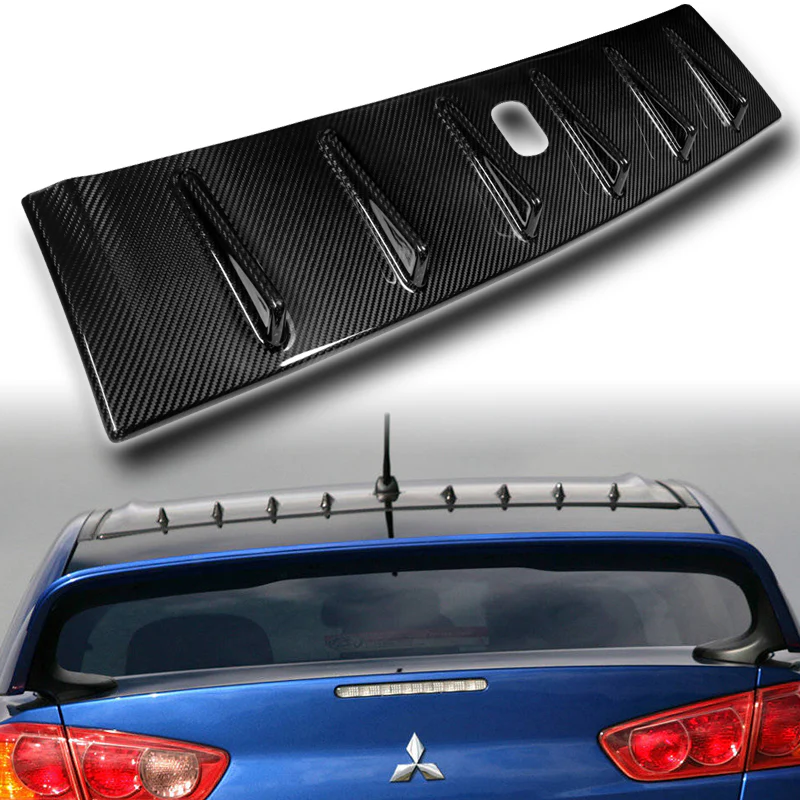 Real Carbon Fiber Rear Roof Vortex Generator Spoiler Wing For 2008-2015 Mitsubishi Lancer Evolution 10 W/Antenna Base -Shark Fin Style - Image 7