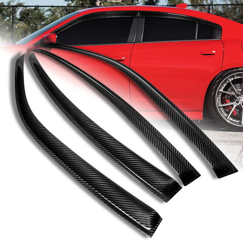 Real Carbon Fiber Tape On Side Window Sun Shield Rain Guard Visor For 2011 - 2021 Dodge Charger 4PCS - Image 7