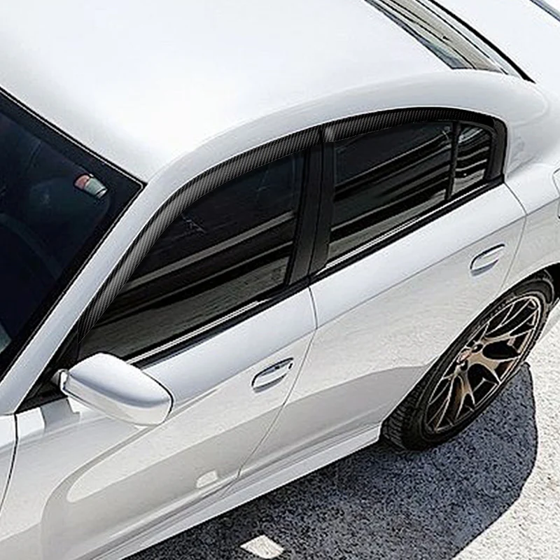 Real Carbon Fiber Tape On Side Window Sun Shield Rain Guard Visor For 2011 - 2021 Dodge Charger 4PCS - Image 8