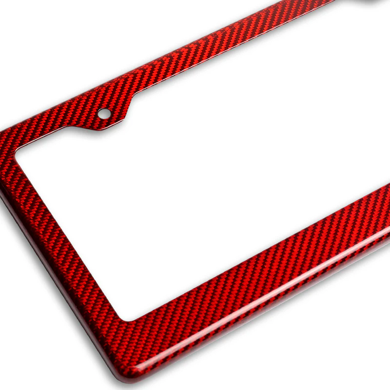 Real Red Carbon Fiber Type-1 Universal License 2 Holes Plate Frame Cover USA/CAN -1 PCS - Image 3