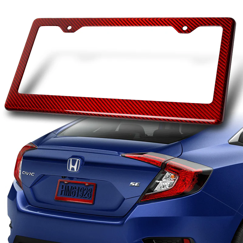 Real Red Carbon Fiber Type-1 Universal License 2 Holes Plate Frame Cover USA/CAN -1 PCS - Image 5