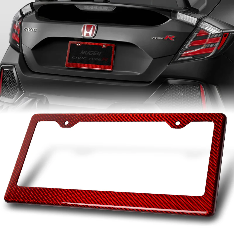 Real Red Carbon Fiber Type-1 Universal License 2 Holes Plate Frame Cover USA/CAN -1 PCS - Image 6