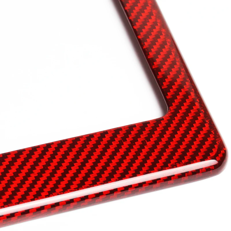 Real Red Carbon Fiber Type-1 Universal License 2 Holes Plate Frame Cover USA/CAN -2PCS - Image 2