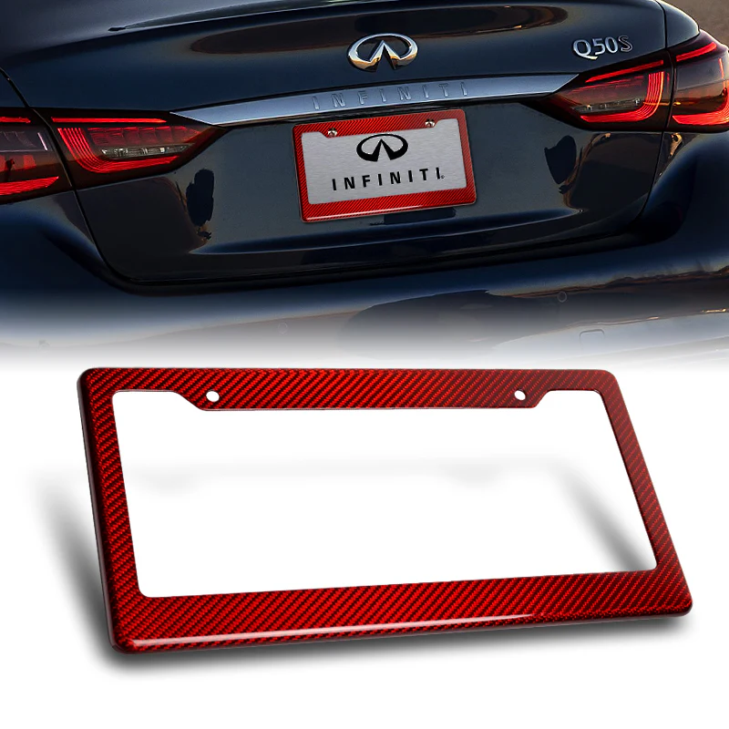 Real Red Carbon Fiber Type-2 Universal License 2 Holes Plate Frame Cover USA/CAN -1 PCS - Image 5