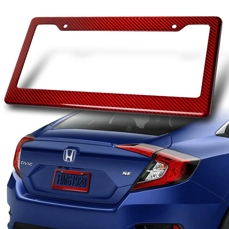 Real Red Carbon Fiber Type-2 Universal License 2 Holes Plate Frame Cover USA/CAN -1 PCS - Image 6