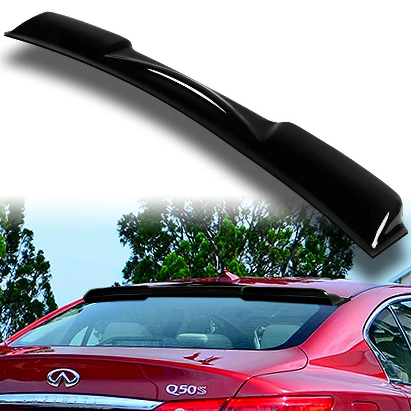 Rear Window Roof Visor Wing Spoiler For 2014-2021 Infiniti Q50 -Black ABS - Image 7