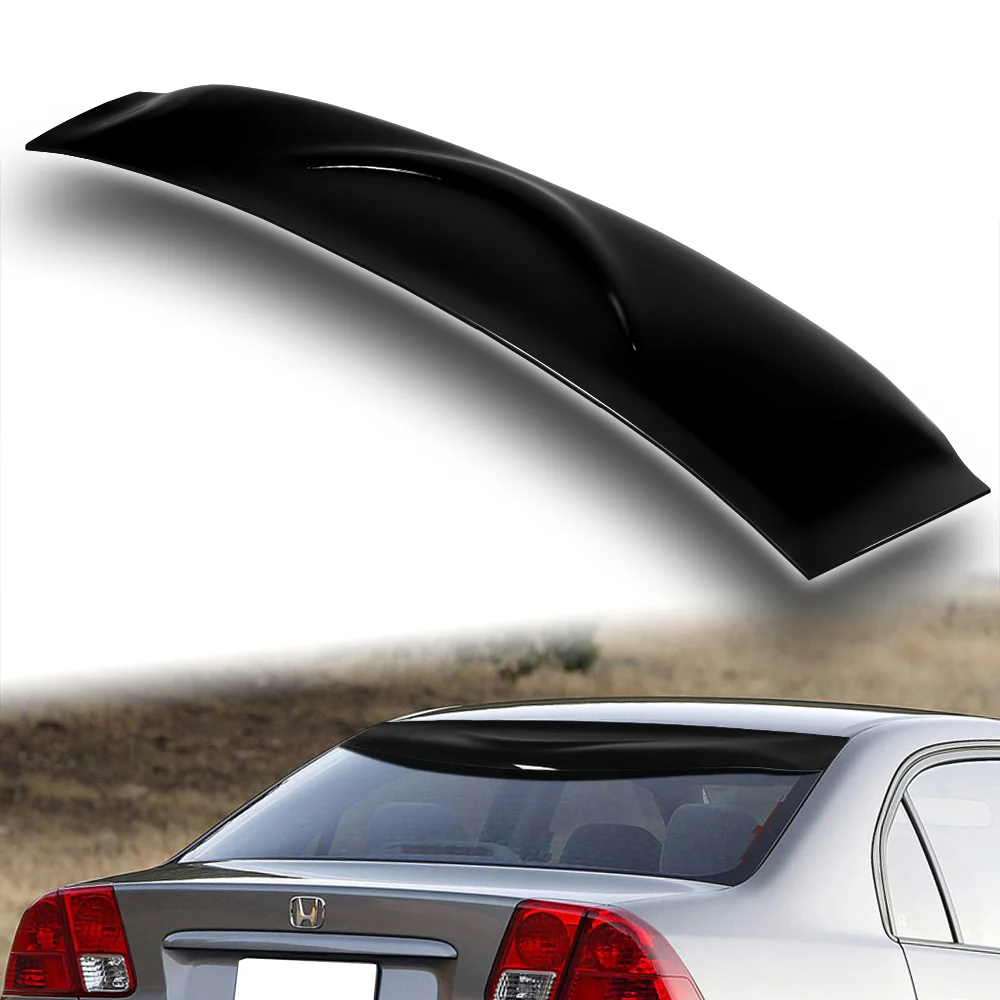 Rear Window Roof Visor Wing Spoiler For 2001 - 2005 Honda Civic 4DR / Sedan -Black ABS - Image 5