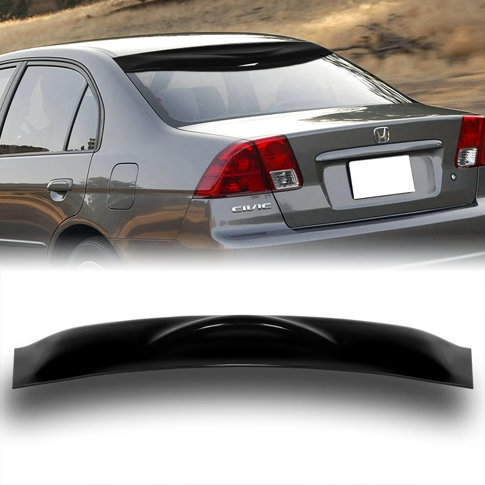 Rear Window Roof Visor Wing Spoiler For 2001 - 2005 Honda Civic 4DR / Sedan -Black ABS - Image 6