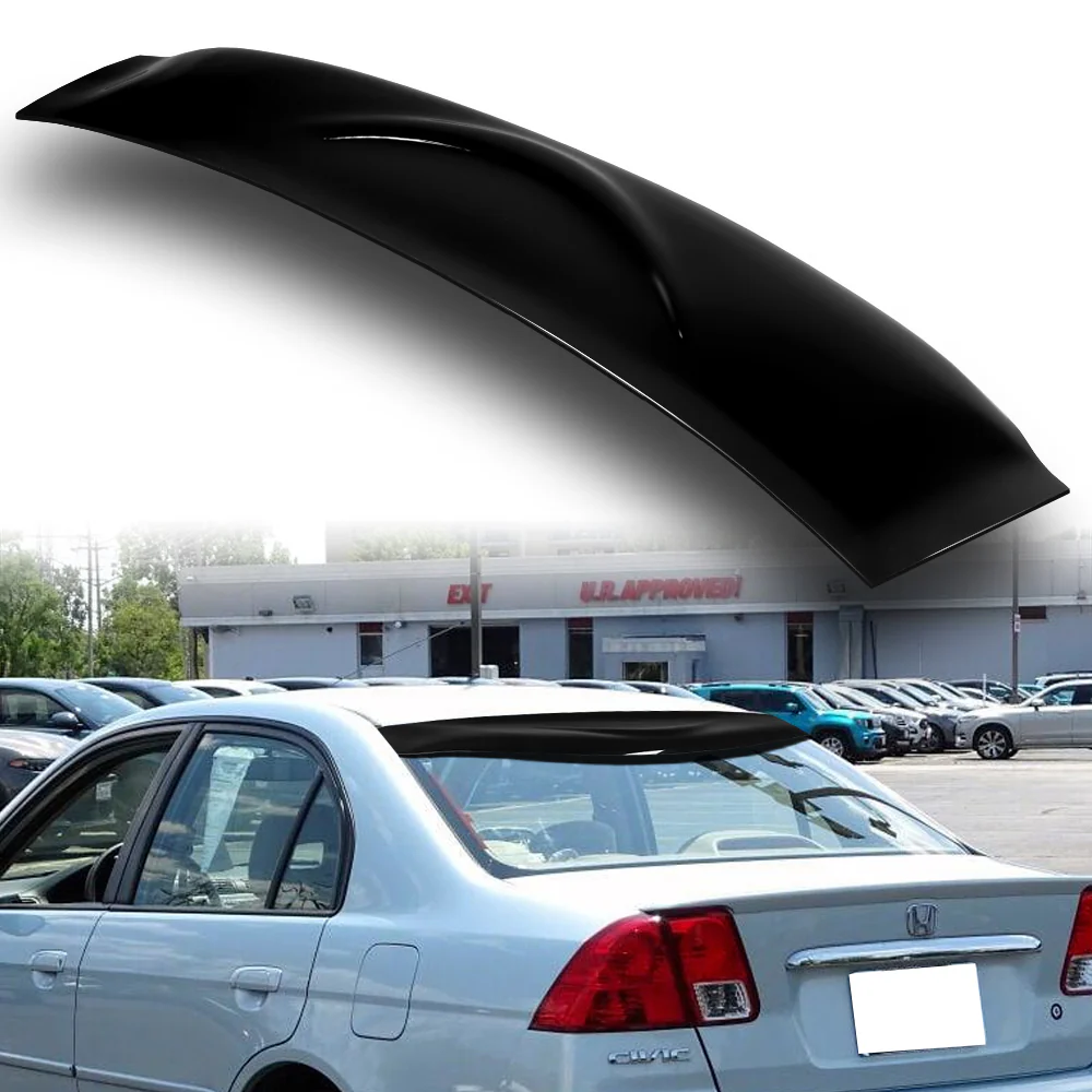 Rear Window Roof Visor Wing Spoiler For 2001 - 2005 Honda Civic 4DR / Sedan -Black ABS - Image 7