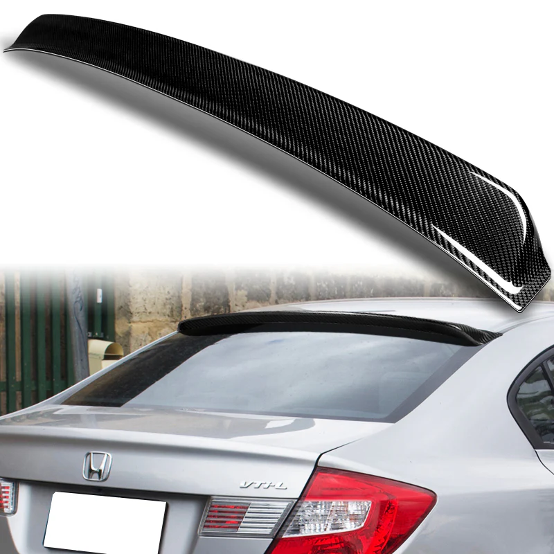 Rear Window Roof Visor Wing Spoiler For 2006-2015 Honda Civic 4-DR / Sedan -Real Carbon Fiber - Image 7