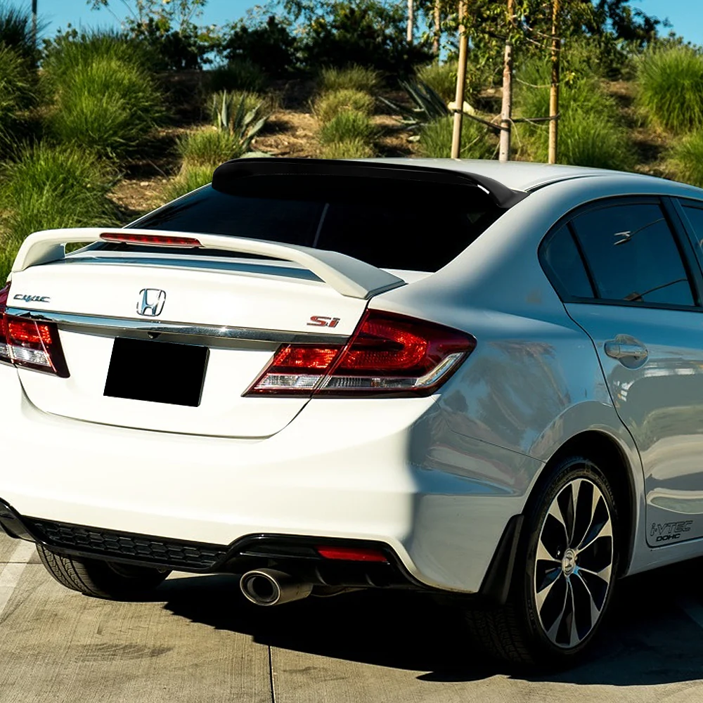 Rear Window Roof Visor Wing Spoiler For 2006 - 2015 Honda Civic 4DR / Sedan -Black ABS - Image 6