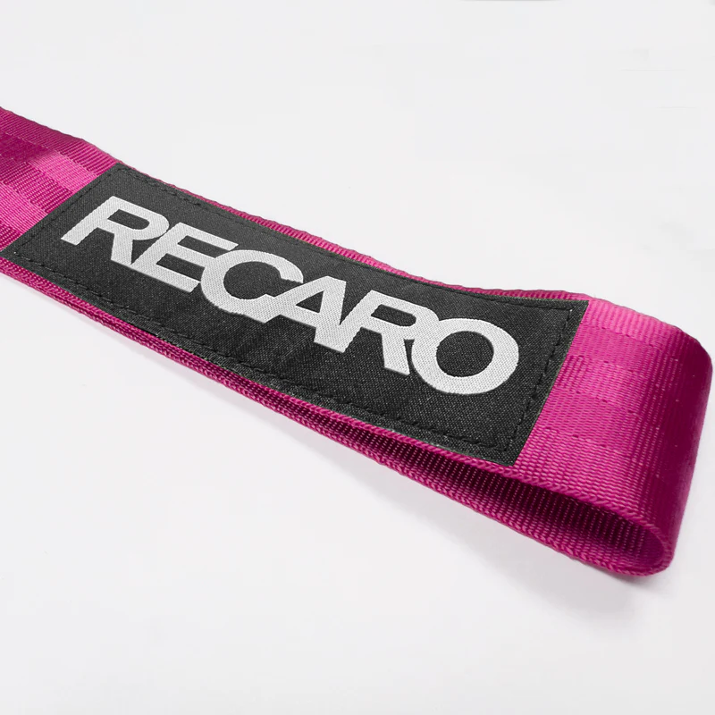 RECARO RACING Drift Rally Sports NEO CHROME HIGH STRENGTH Pink Tow Strap for Front / Rear Bumper - Image 3
