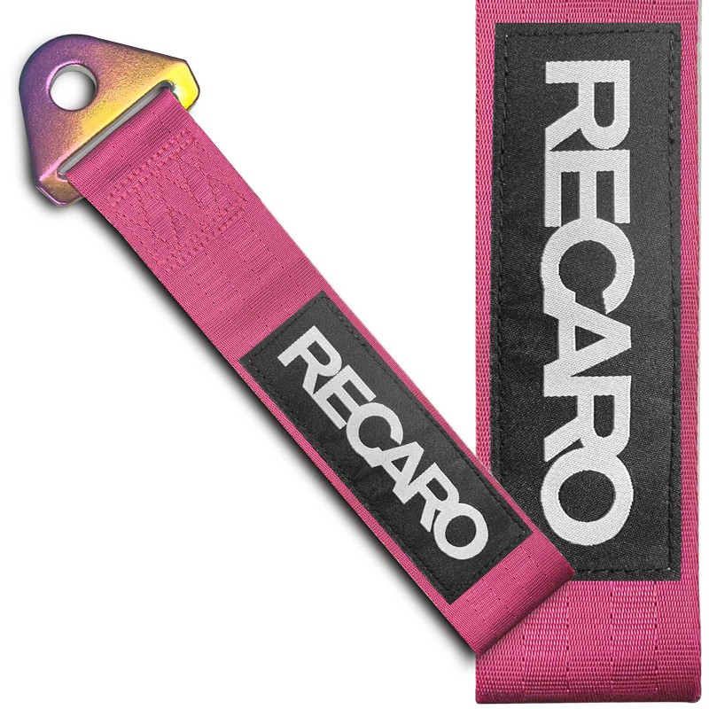RECARO RACING Drift Rally Sports NEO CHROME HIGH STRENGTH Pink Tow Strap for Front / Rear Bumper - Image 5
