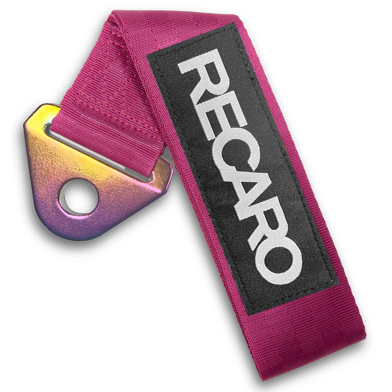 RECARO RACING Drift Rally Sports NEO CHROME HIGH STRENGTH Pink Tow Strap for Front / Rear Bumper - Image 6