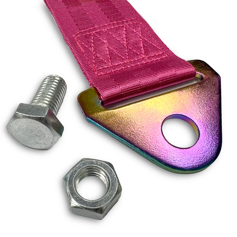 RECARO RACING Drift Rally Sports NEO CHROME HIGH STRENGTH Pink Tow Strap for Front / Rear Bumper - Image 7
