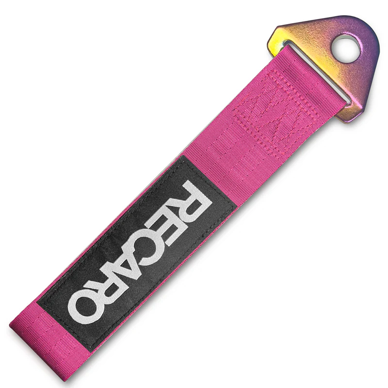 RECARO RACING Drift Rally Sports NEO CHROME HIGH STRENGTH Pink Tow Strap for Front / Rear Bumper - Image 9
