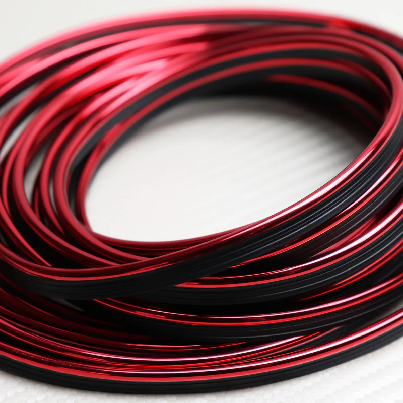 Red 16.4 ft Interior Edge Gap Line Moulding Trim Molding Strip & Rim Protector Set Auto Car Décor - Image 3
