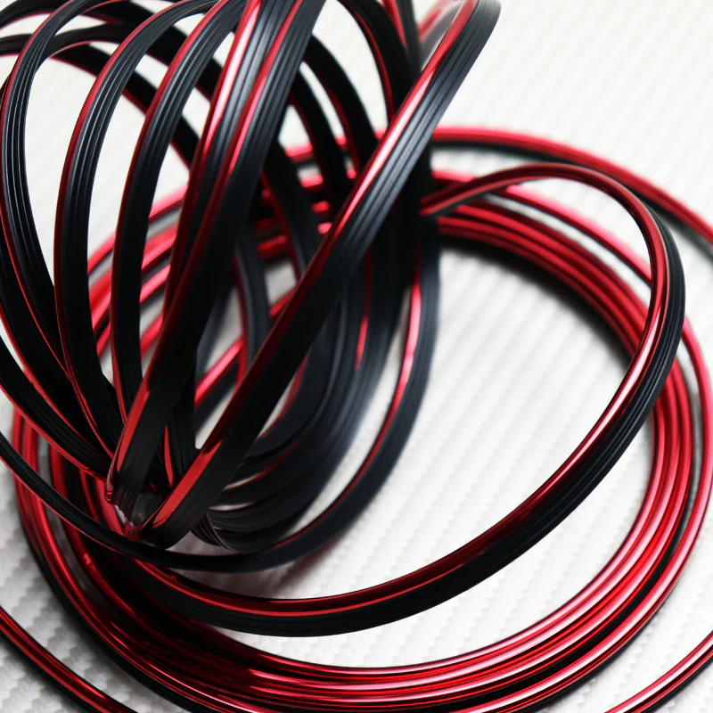 Red 16.4 ft Interior Edge Gap Line Moulding Trim Molding Strip & Rim Protector Set Auto Car Décor - Image 6