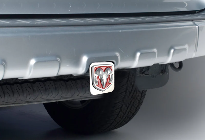 Red 3D DODGE RAM Engraved Billet LOGO Stainless Steel Hitch Cover Plug Cap For 2" Trailer Receiver - Image 3