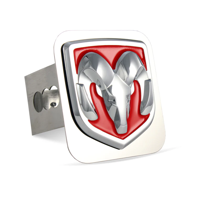 Red 3D DODGE RAM Engraved Billet LOGO Stainless Steel Hitch Cover Plug Cap For 2" Trailer Receiver - Image 4