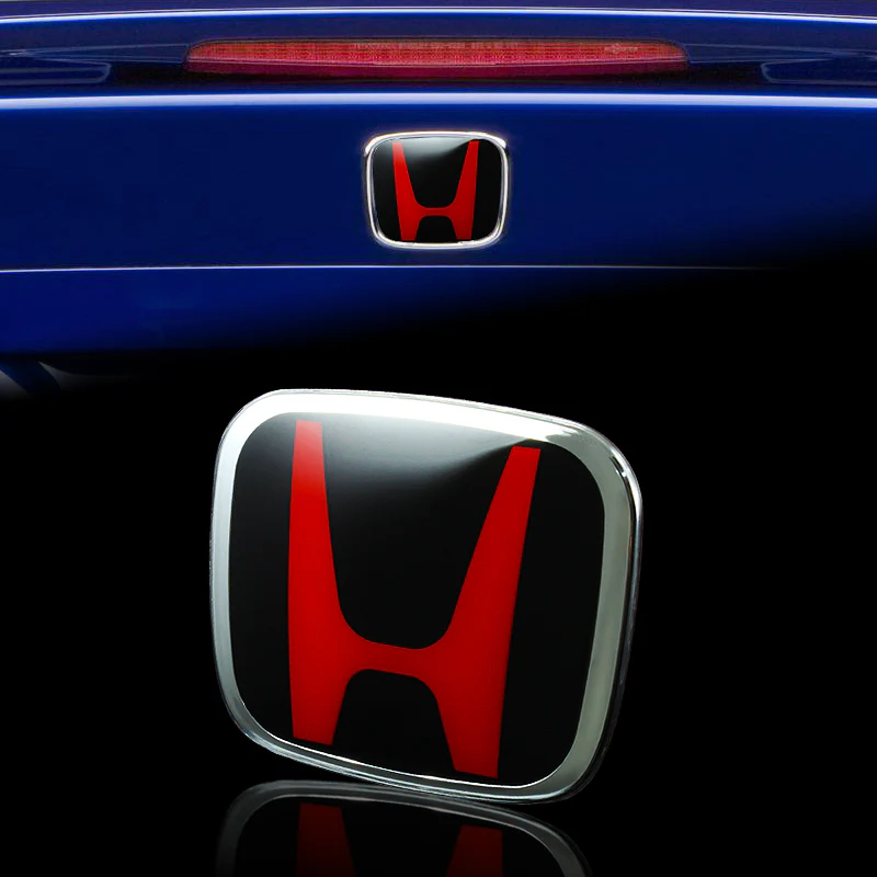 Red & Black JDM H New Emblem 2PCS Set Front & Rear For CIVIC SI COUPE 2012-2013 - Image 3