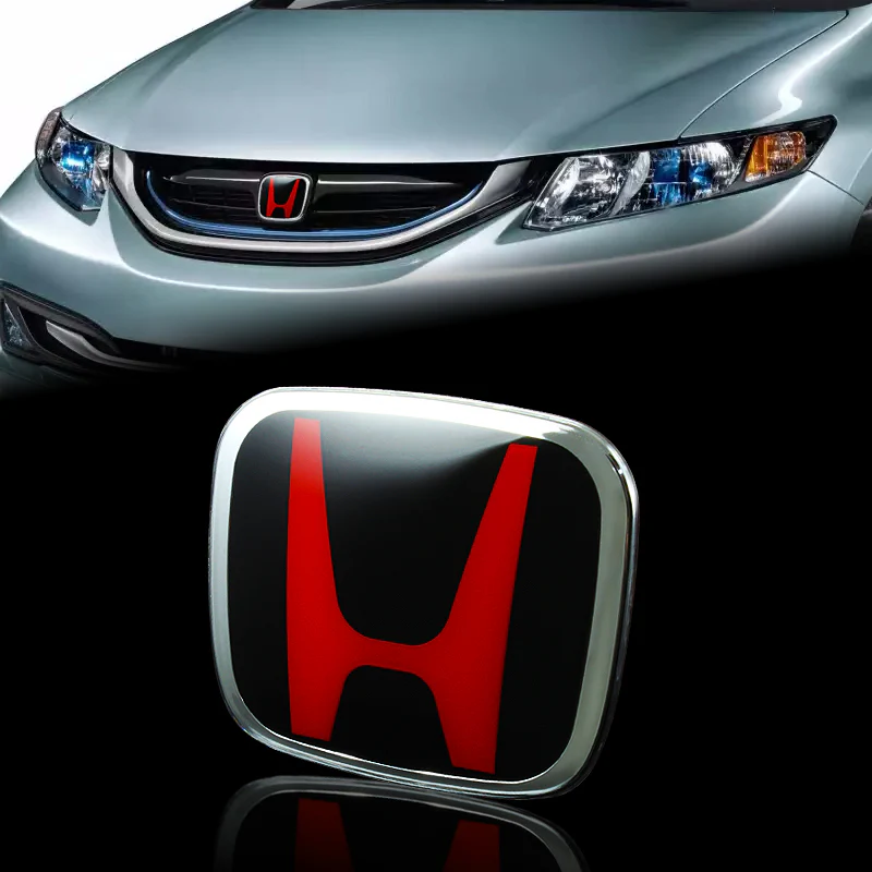 Red & Black JDM H New Front / Rear Emblem For CIVIC SI COUPE SEDAN HATCH CRV - Image 6