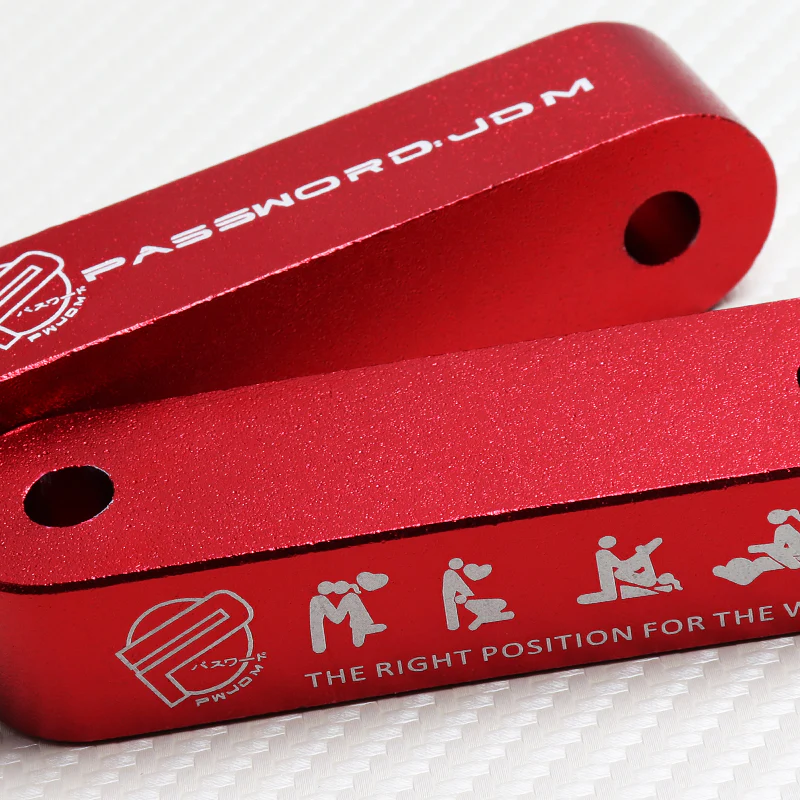 Red Combo Password JDM Hood Vent Spacer Risers with Keychain For 90-01 Integra 88-15 Civic - Image 7