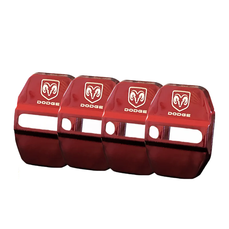 Red DODGE Stainless Steel Door Lock Door Striker Buckle Lock Protective Cover Set - 4 pcs - Image 4
