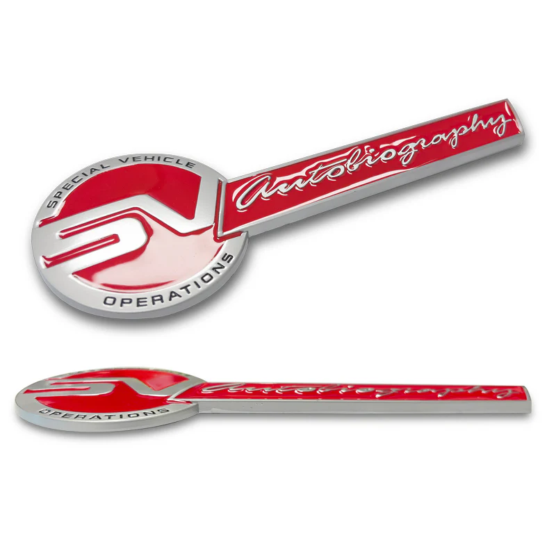 Red Ford Mustang SVO Side Fender & Rear Trunk Emblems - Pair - Image 3